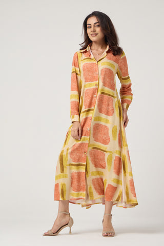 Mosaic Linen Pocket Midi