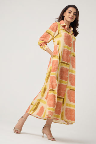 Mosaic Linen Pocket Midi
