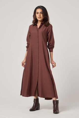 Cocoa Linen Pocket Midi