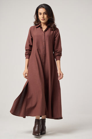Cocoa Linen Pocket Midi