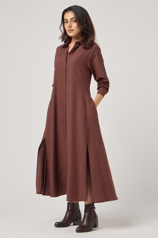 Cocoa Linen Pocket Midi