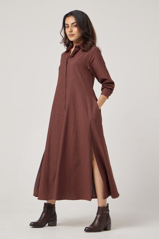 Cocoa Linen Pocket Midi