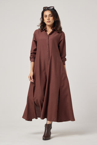 Cocoa Linen Pocket Midi