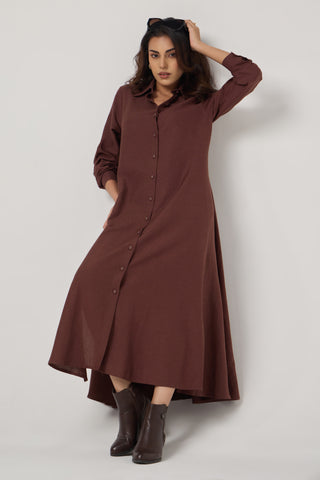 Cocoa Linen Pocket Midi